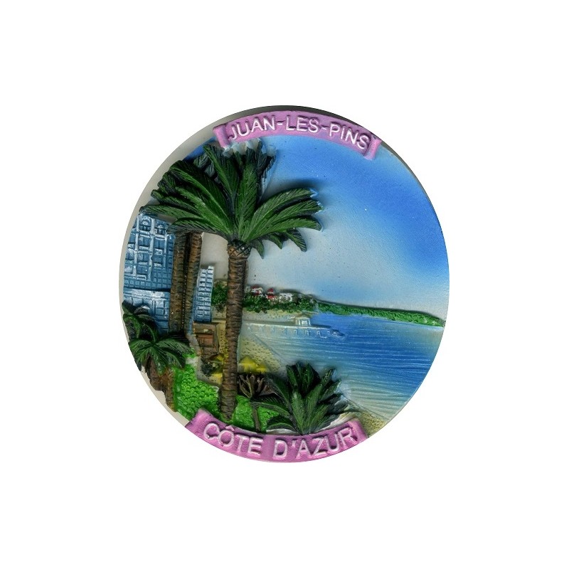 Magnet résine Juan les Pins rond Magnet résine Juan les Pins rond