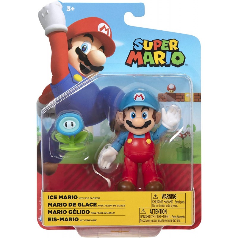 Nintendo - Jakks Super Mario - Figurine EIS-Mario avec Fleur de Glace - 10 cm