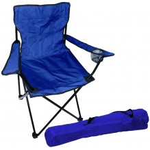 Chaise de pêcheur Chaise de camping pliable avec porte-gobelet et sac Bleu