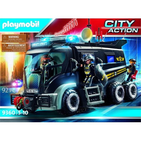 Playmobil camion policiers d élite sirène et gyrophare 9360