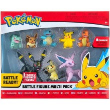 Pokemon Figurines de Combat 8 Pièces - Charmander, Bulbasaur Squirtle, Mimikyu, Pikachu, Eevee, Umbreon, Espeon -