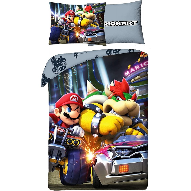 Housse de couette Mario kart Mario et Bowser Housse de couette Mario kart Mario et Bowser