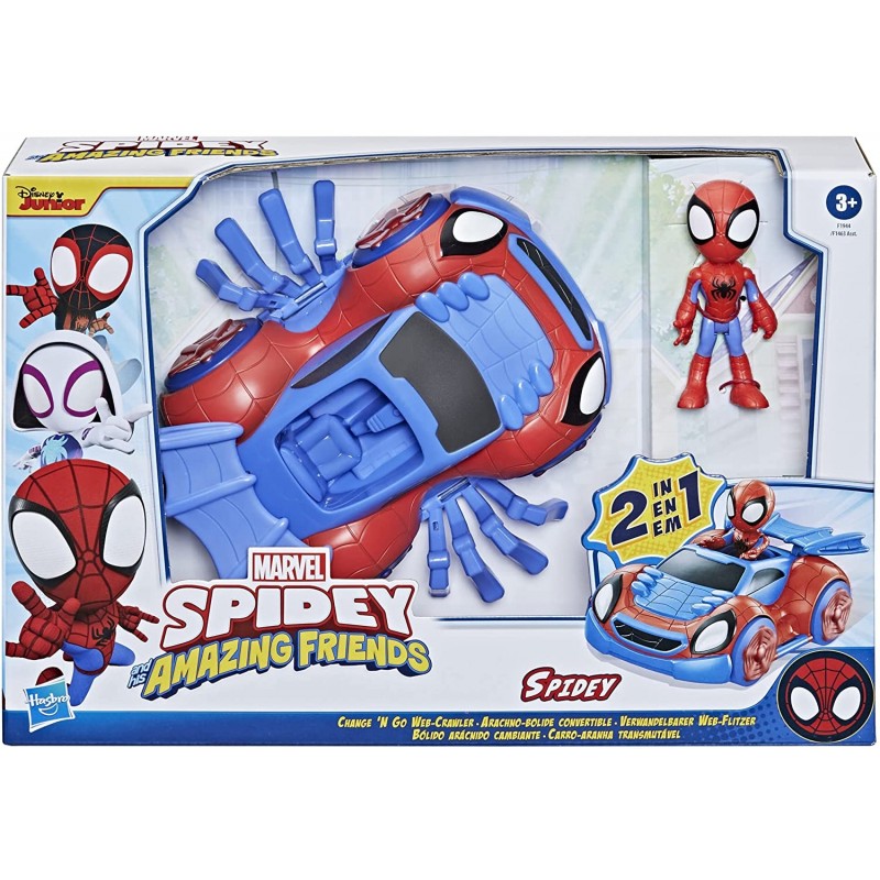 Marvel Spidey and His Amazing Friends - Figurine Spidey de 10 cm avec véhicule Arachno -bolide convertible 2 en 2 Marvel Spidey and His Amazing Friends - Figurine Spidey de 10 cm avec véhicule Arachno -bolide convertible 2 en 2