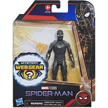 Figurine Spider-Man noir et or de 15 cm avec 1 armure Mystery Web Gear