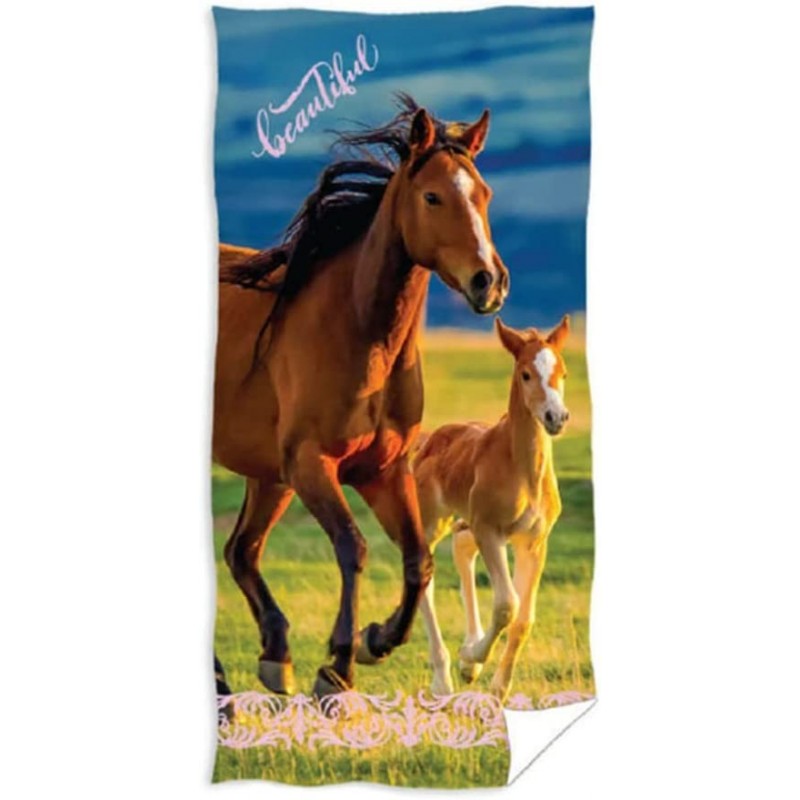 Serviette de bain cheval et poulain