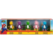 Coffret 5 Figurines super Mario, Yoshi vert,jaune,bleu,rose et violet