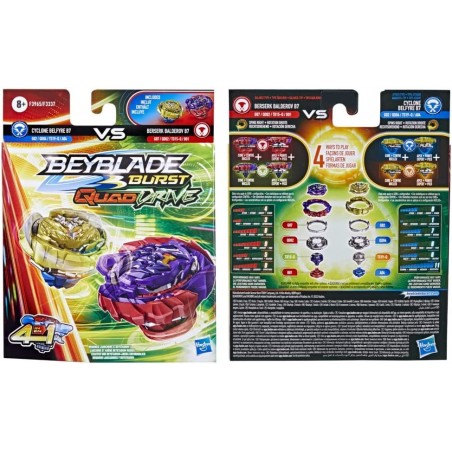 Beyblade Burst QuadDrive, Pack de 2 toupies de compétition Berserk Balderov B7 et Cyclone Belfyre B7