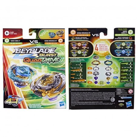 Beyblade Burst QuadDrive, Pack de 2 toupies de compétition Vanish cobra c7 et Katana muramasa c7