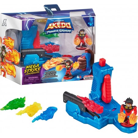 Akedo-Légendes Powerstorm Manette de méga Coup de Poing élémentaire et Figurine Exclusive Turbo Chux et Ses 4 Accessoires