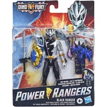 Power Rangers Dino Fury, Ranger Noir avec Manche Bouclier, Figurine de 15 cm avec clé Dino Fury et Sabre Chromafury