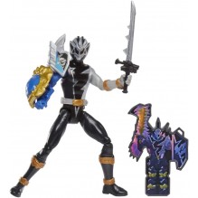 Power Rangers Dino Fury, Ranger Noir avec Manche Bouclier, Figurine de 15 cm avec clé Dino Fury et Sabre Chromafury