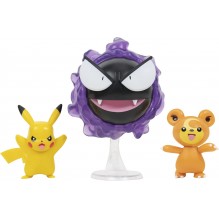 Pokemon coffret de 3 Figurines battle pikachu,teddiursa,fantominus