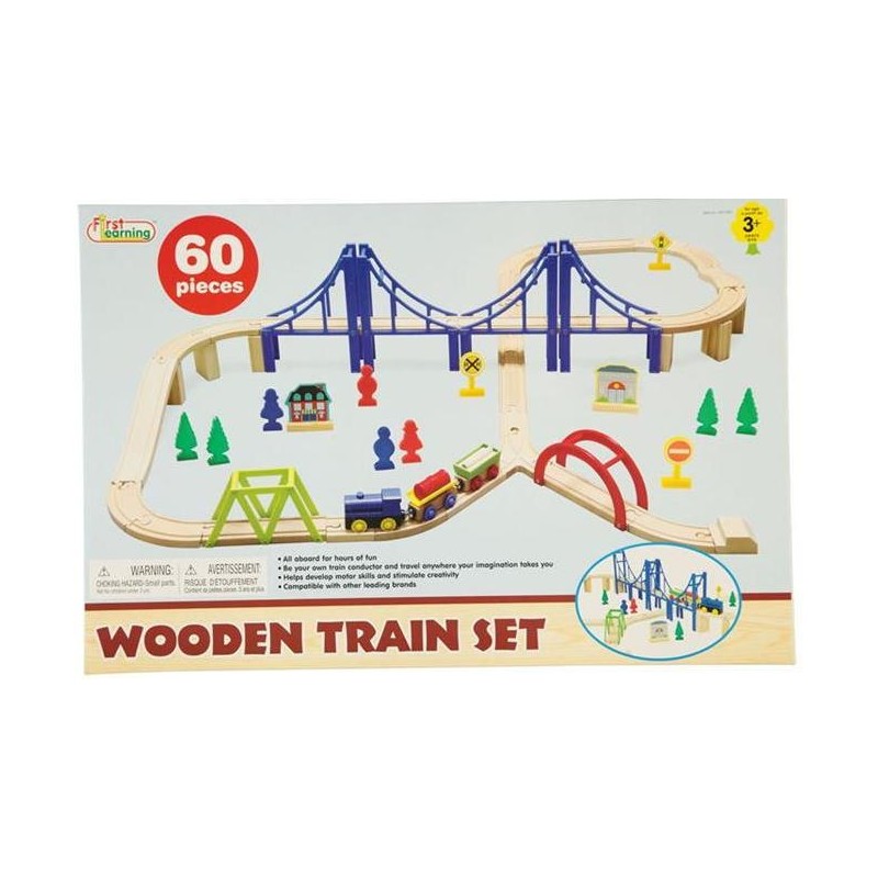 Circuit de train en bois 60 piéces