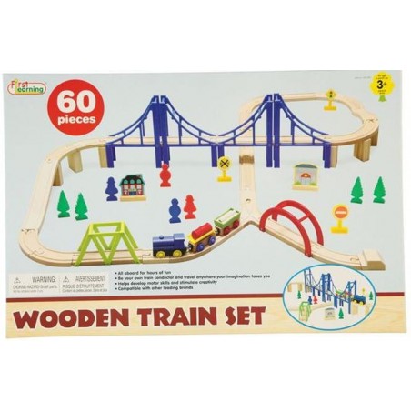 Circuit de train en bois 60 piéces