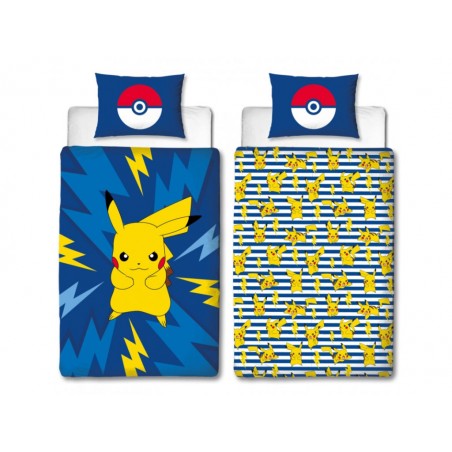 Housse de couette Pokémon réversible Pikachu  éclair