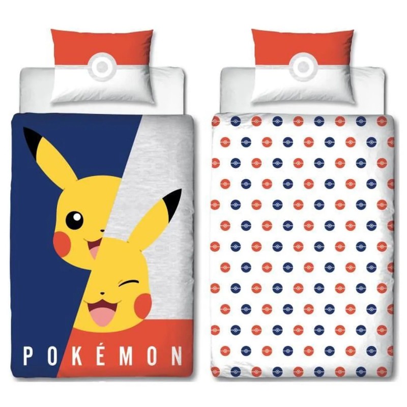 Housse de couette Pokémon réversible Pikachu face