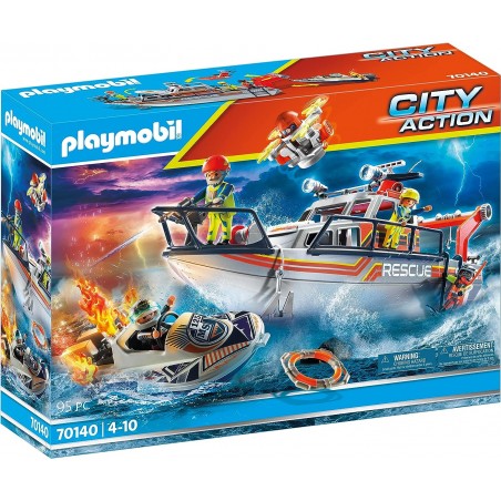 Figurine miniature Playmobil 70140 City Action Bateau général des sauveteurs en mer  70140