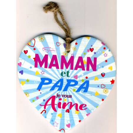 Coeur en céramique message "Maman et Papa je vous aime"