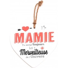 Coeur en céramique message "mamie tu seras toujours la + merveilleuse de l'univers "