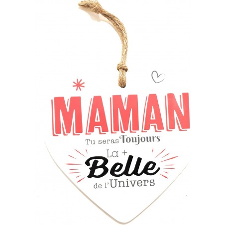 Coeur en céramique message "maman tu seras toujours la + belle de l'univers"