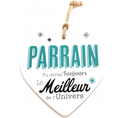 Coeur en céramique message "Parrain tu seras toujours le meilleure de l'univers "