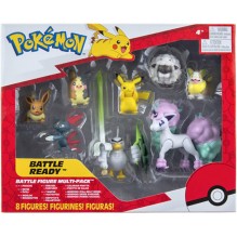 Pokémon - 8 Figurines Battle - Pikachu, Evoli,Moumouton,Farfuret,Voltoutou,Palarticho,Ponyta,Morpeko