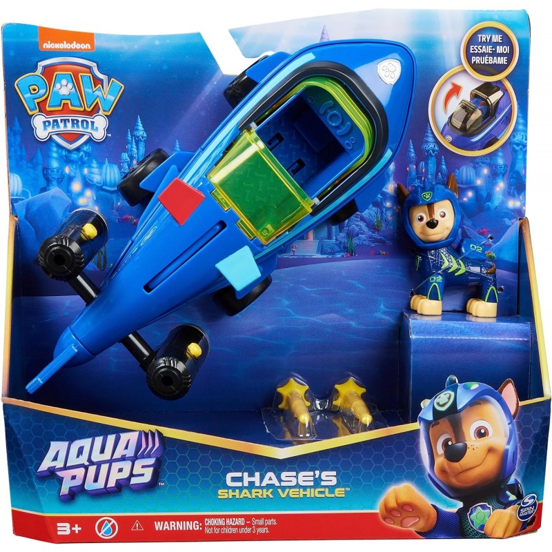 Pat patrouille Aqua pups - Voiture + Figurine Chase - Voiture Pat  Patrouille Chase