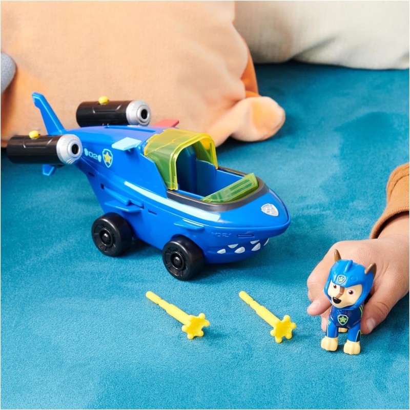 Paw Patrol – Patrouilleur Des Mers Aqua Pups Avec Figurine Chase Et Lance-Véhicule (Dès 3 Ans)