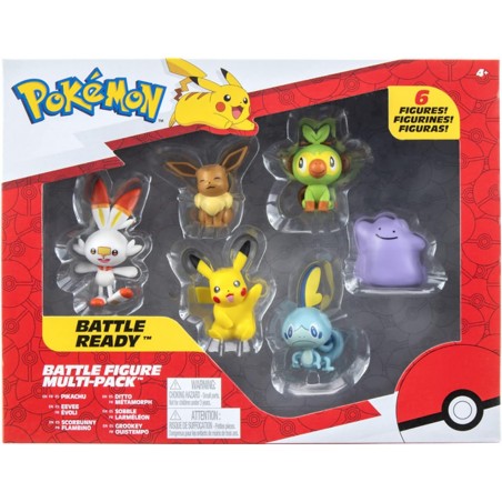 Bandai - Pokémon - Pack de 6 Figurines - Vague 2 - Pikachu, Ouistempo, Larméléon, Flambino, Evoli, Métamorph