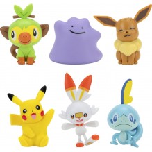 Bandai - Pokémon - Pack de 6 Figurines - Vague 2 - Pikachu, Ouistempo, Larméléon, Flambino, Evoli, Métamorph