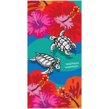 Serviette de plage tortues fleurs