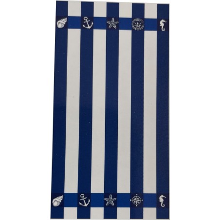 Serviette de plage rayé bleu et blanc