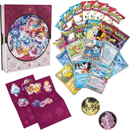 Pokémon  Calendrier des fêtes 2025 (8 Cartes Promo Brillantes, 6 boosters et Plus)