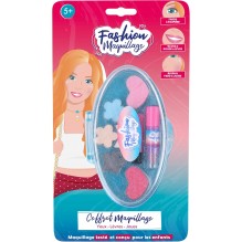 Maquillage en etui ovale fard a joue-fard a paupiére-rouge a levres