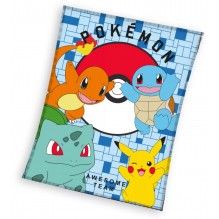 Plaid polaire Pokemon Pikachu,Salaméche,Carapuce,Bulbizarre