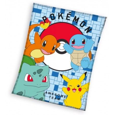 Plaid polaire Pokemon Pikachu,Salaméche,Carapuce,Bulbizarre