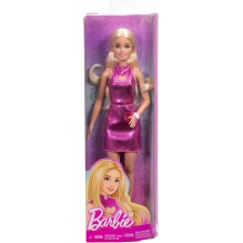 Poupée Barbie Fashionistas Poupée avec cheveux blonds, portant une mini-robe rose métallique