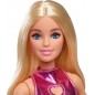 Poupée Barbie Fashionistas Poupée avec cheveux blonds, portant une mini-robe rose métallique