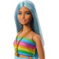 Poupée Barbie Fashionistas,avec de Longs Cheveux Bleus, Haut Arc-en-Ciel et Jupe Turquoise Poupée Barbie Fashionistas,avec de Longs Cheveux Bleus, Haut Arc-en-Ciel et Jupe Turquoise