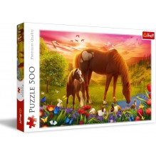 Puzzle chevaux dans le pré 500 piéces