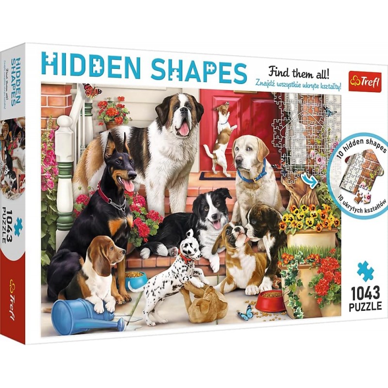 Puzzle 1000 + 43 piéces de chiens Trouvez Puzzle des Formes Cachées