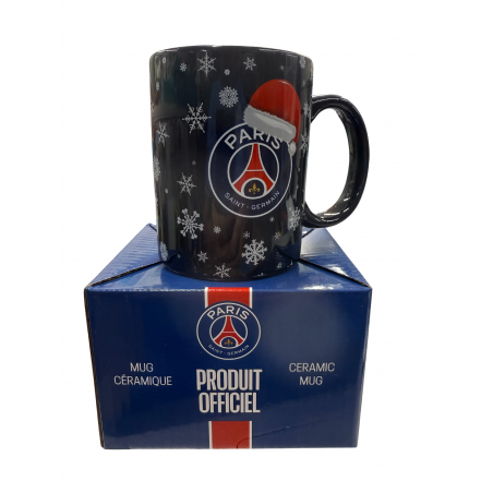 Mug Officiel PSG Noël – Céramique, 100 % Parisien, Boîte Vitrine