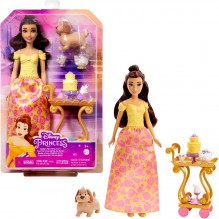 Princesses Disney Coffret Belle et Son Chariot à Thé, Poupée Belle