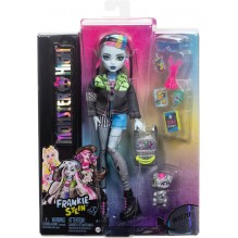 Monster High Poupée Frankie Stein Poupée habillée d’une veste et d’un short en denim