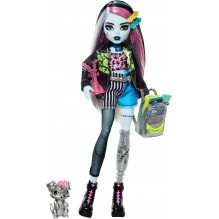 Monster High Poupée Frankie Stein Poupée habillée d’une veste et d’un short en denim
