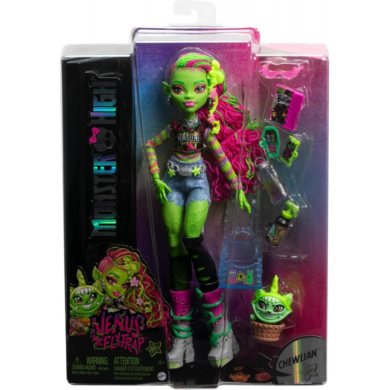 Monster High Venus McFlytrap Poupée avec chat Chewlian et accessoires