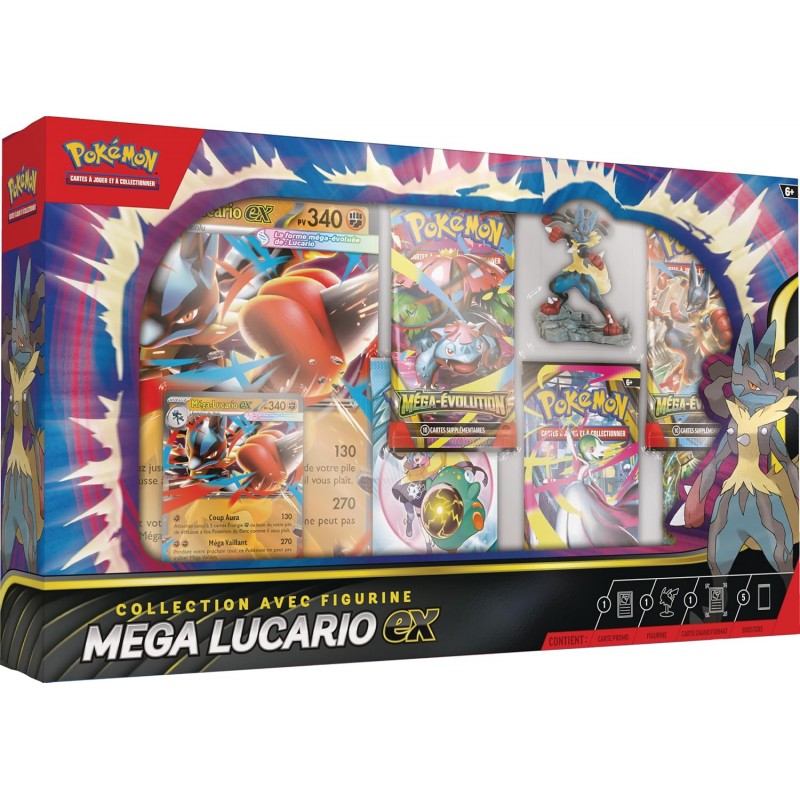 Pokémon : Collection avec Figurine Méga-Lucario-ex (1 Carte Promo Brillante texturée, 1 Carte Promo Grand Format, 5 boosters Pokémon : Collection avec Figurine Méga-Lucario-ex (1 Carte Promo Brillante texturée, 1 Carte Promo Grand Format, 5 boosters
