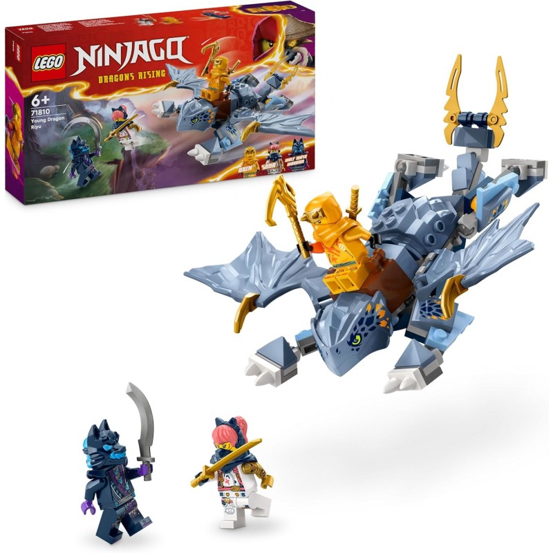 LEGO Ninjago Le Jeune Dragon Riyu, Set de Jeu avec 3 Minifigurines de Ninjas 71810 LEGO Ninjago Le Jeune Dragon Riyu, Set de Jeu avec 3 Minifigurines de Ninjas 71810