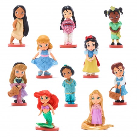 Coffret de 10 Figurines Princesses Animator, Cinderella, Aurora, Alice, Tinker Bell, Ariel, Belle, Jasmine, Rapunzel,