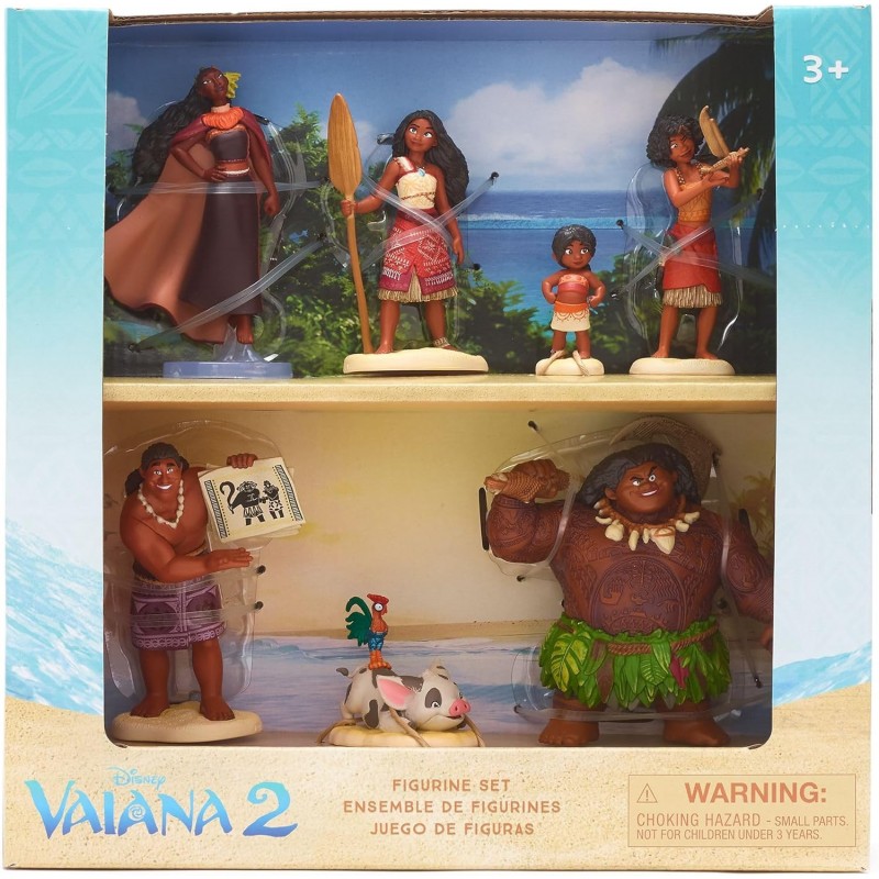 Ensemble de Figurines Vaiana 2, 7 Figurines moulées, inclut Vaiana, Simea, Maui, Pua et Hei Hei, Matangi, Loto et Moni Ensemble de Figurines Vaiana 2, 7 Figurines moulées, inclut Vaiana, Simea, Maui, Pua et Hei Hei, Matangi, Loto et Moni
